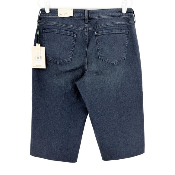NYDJ Women's Kristie 80's Blue Denim Bermuda Size 10 Liftxtuck Tech, Raw Hem NWT - Picture 2 of 10